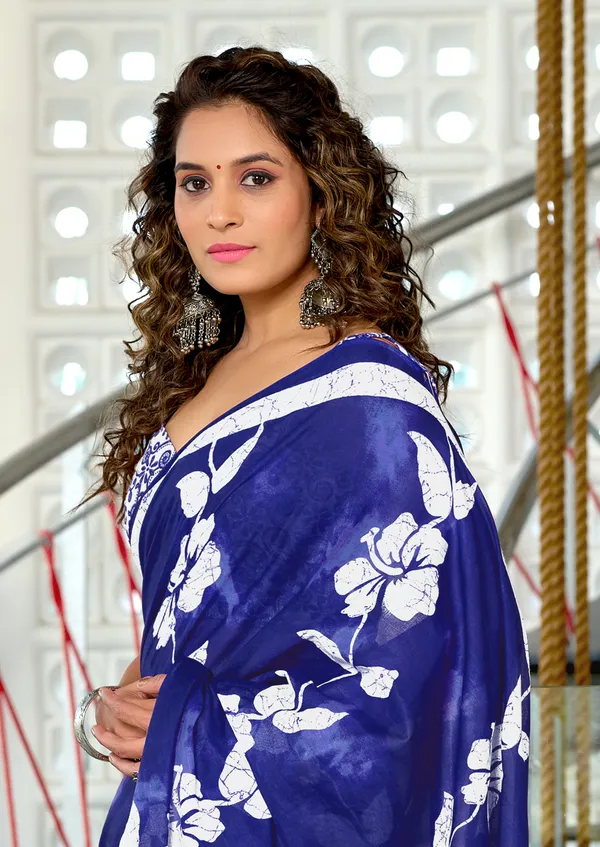Handicraft_Beautiful_Handicraft_Pure_Soft_MulMulcotton_IKKAT_Hand_Blcok_Print_Saree_With_Blouce_Piece