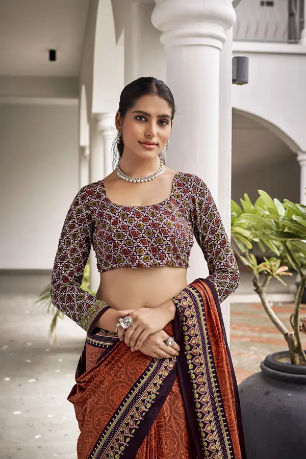 Beautiful_Handicraft_Pure_Soft_MulMul_Cotton_Ikkat_Hand_PrintedSaree_With_Blouse_Piece