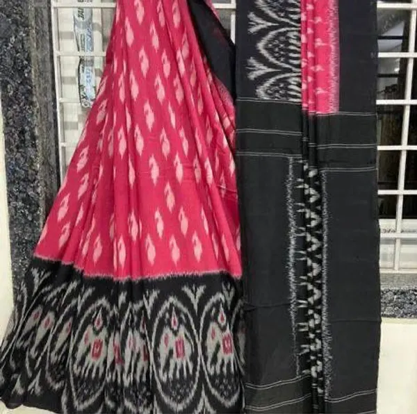 HANDICRAFT_IKKAT_PURE_SOFT_MUL_COTTON_SAREE_WITH_BLOUSE_PIECE