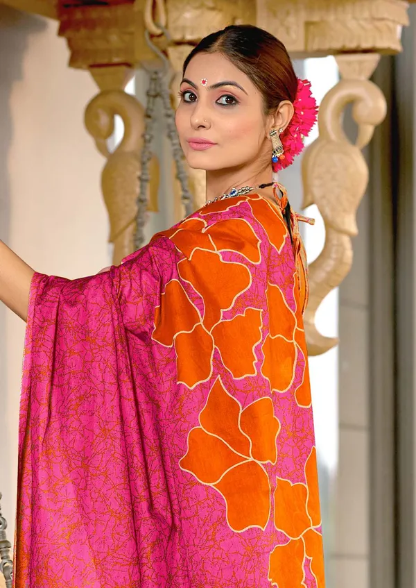 Beautiful_Handicraft_Pure_Soft_MulMul_Cotton_Batik_Hand_PrintedSaree_With_Blouse_Piece