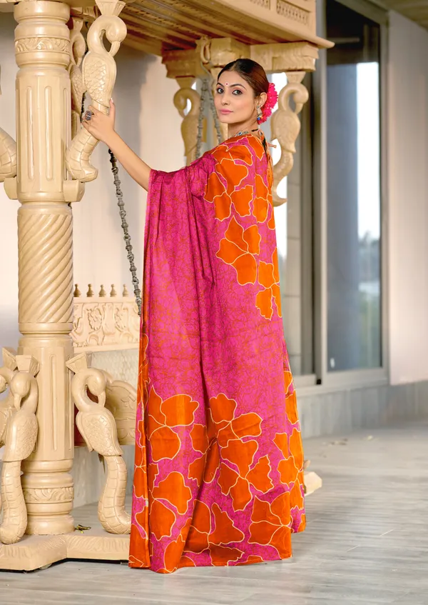 Beautiful_Handicraft_Pure_Soft_MulMul_Cotton_Batik_Hand_PrintedSaree_With_Blouse_Piece