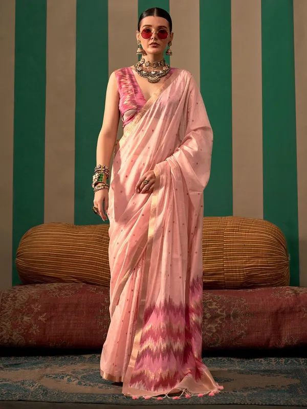 Fancy_Cotton_Handloom_Woven_Silk_Saree_With_Blouse_Piece