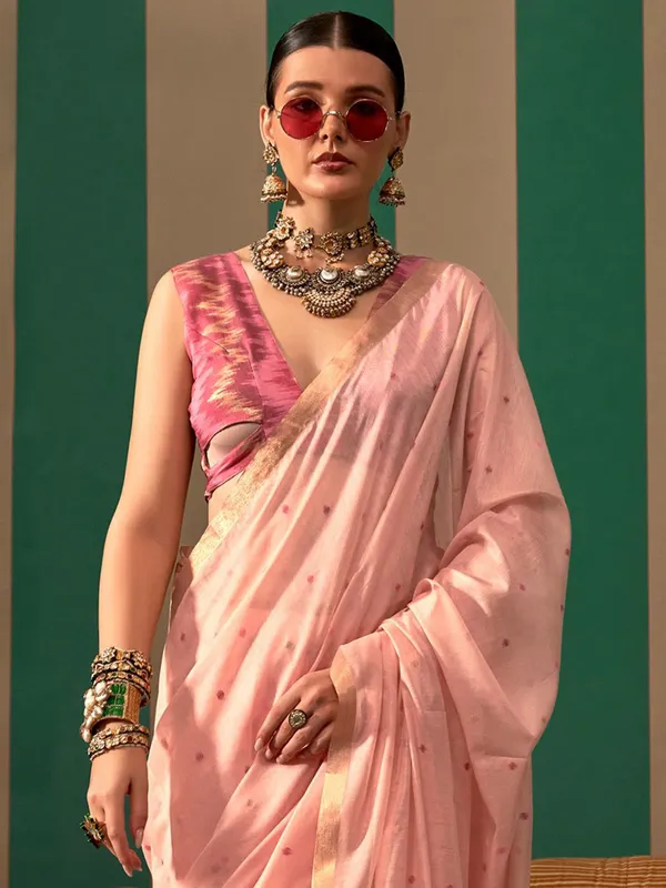 Fancy_Cotton_Handloom_Woven_Silk_Saree_With_Blouse_Piece
