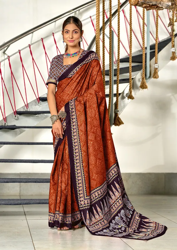Handicraft_Beautiful_Handicraft_Pure_Soft_MulMulcotton_IKKAT_Hand_Blcok_Print_Saree_With_Blouce_Piece
