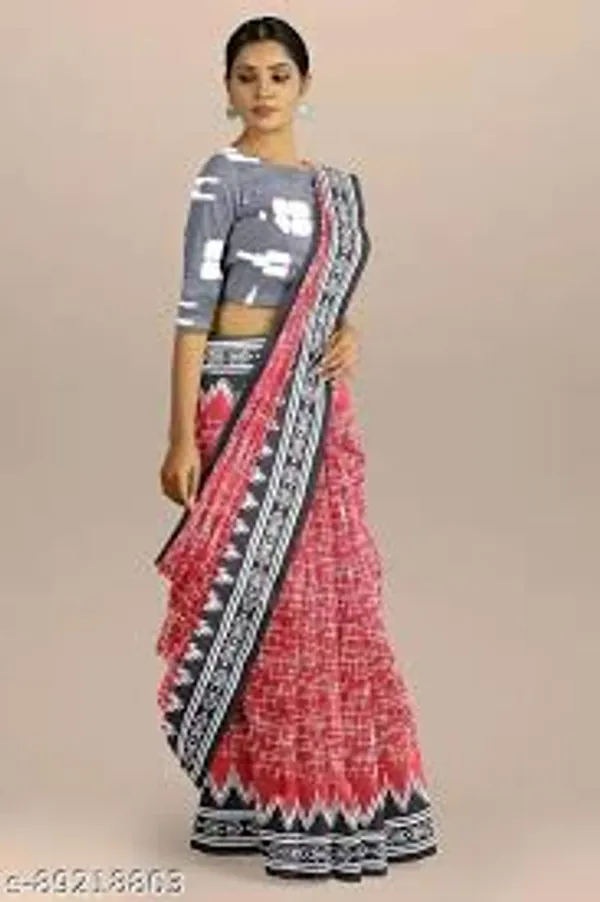 Handicraft_Women's_Pure_Soft_Cotton_Block_Printed_Casual_Wear_Saree_With_Blouse_Piece_Ragini_White_Green_With_Blouse_Piece