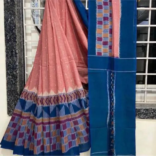 HANDICRAFT_IKKAT_PURE_SOFT_MUL_COTTON_SAREE_WITH_BLOUSE_PIECE