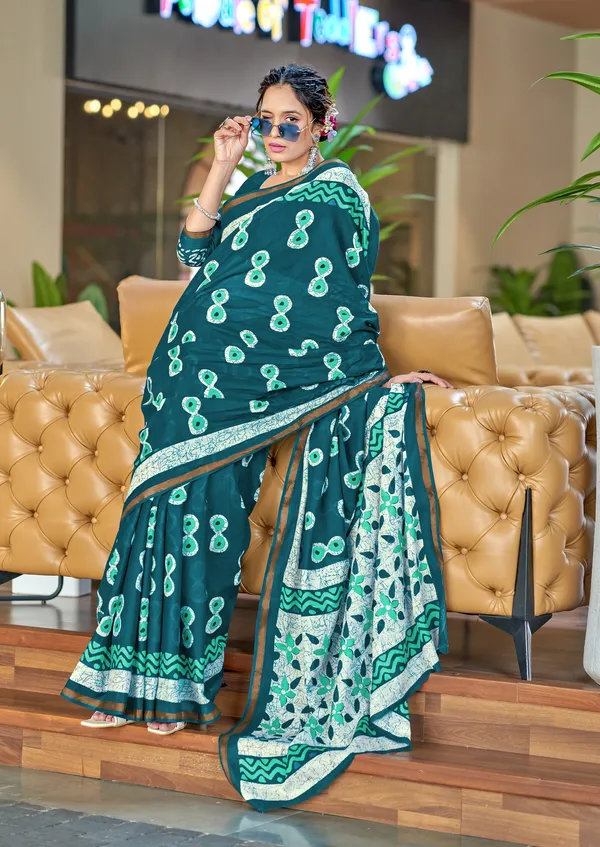 Beautiful_Zari_Border_Handicraft_Pure_Soft_MulMul_Jaipuri_Hand_Block_Print_Cotton_Saree_With_Blouse_Piece