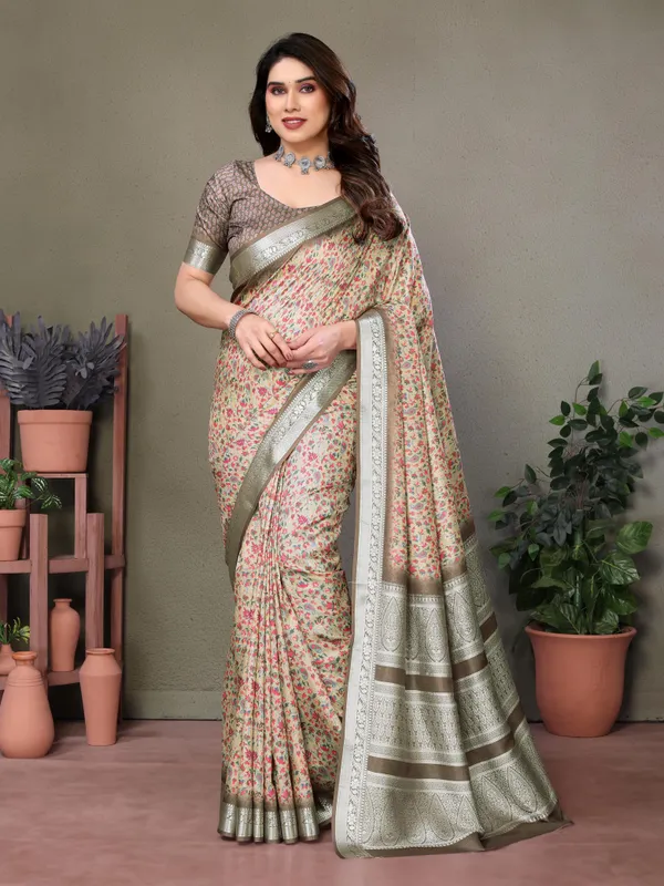 Stunning_Khadi_Viscose_Woven_Border_Pashmina_Printed_Saree_With_Blouse