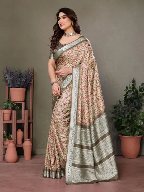 Stunning_Khadi_Viscose_Woven_Border_Pashmina_Printed_Saree_With_Blouse