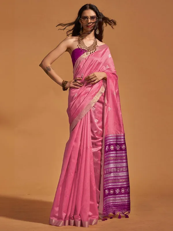 Fancy_Cotton_Handloom_Woven_Silk_Saree_With_Blouse_Piece
