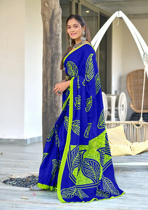 Handicraft_Beautiful_Handicraft_Pure_Soft_MulMulcotton_IKKAT_Hand_Blcok_Print_Saree_With_Blouce_Piece