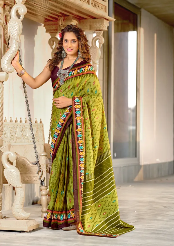 Handicraft_Beautiful_Handicraft_Pure_Soft_MulMulcotton_IKKAT_Hand_Blcok_Print_Saree_With_Blouce_Piece