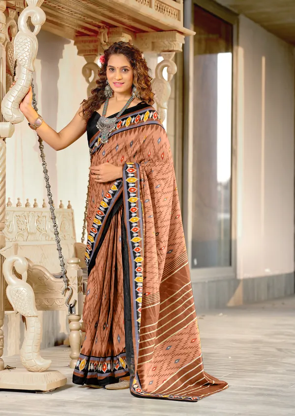 Handicraft_Beautiful_Handicraft_Pure_Soft_MulMulcotton_IKKAT_Hand_Blcok_Print_Saree_With_Blouce_Piece