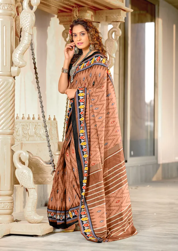 Handicraft_Beautiful_Handicraft_Pure_Soft_MulMulcotton_IKKAT_Hand_Blcok_Print_Saree_With_Blouce_Piece