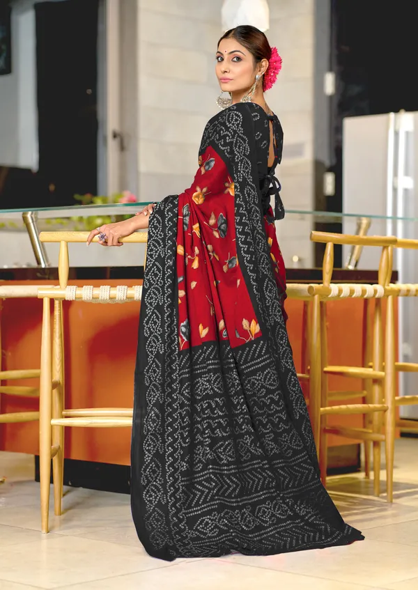 Handicraft_Beautiful_Handicraft_Pure_Soft_MulMulcotton_IKKAT_Hand_Blcok_Print_Saree_With_Blouce_Piece