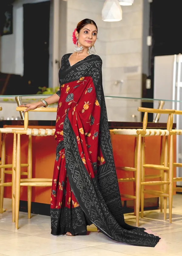 Handicraft_Beautiful_Handicraft_Pure_Soft_MulMulcotton_IKKAT_Hand_Blcok_Print_Saree_With_Blouce_Piece