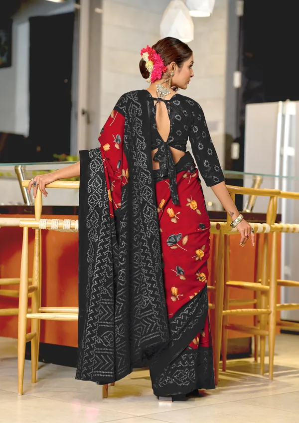 Handicraft_Beautiful_Handicraft_Pure_Soft_MulMulcotton_IKKAT_Hand_Blcok_Print_Saree_With_Blouce_Piece
