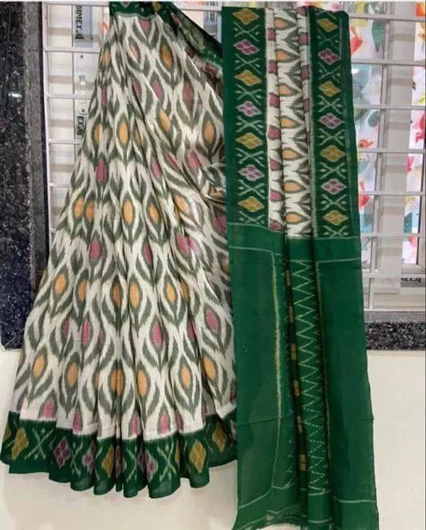 HANDICRAFT_IKKAT_PURE_SOFT_MUL_COTTON_SAREE_WITH_BLOUSE_PIECE