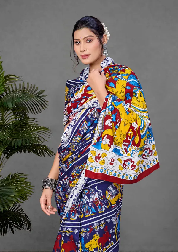 Violet_Color_With_White_Shibori_Print_Pure_Soft_Cotton_Saree_With_Blouse_Piece
