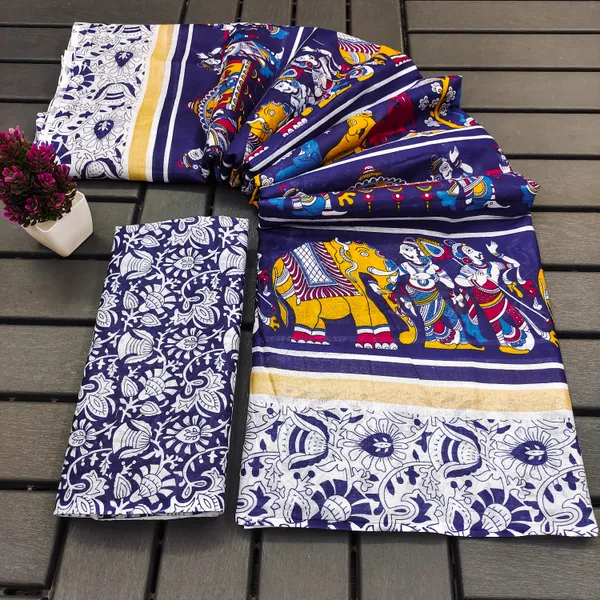 Violet_Color_With_White_Shibori_Print_Pure_Soft_Cotton_Saree_With_Blouse_Piece