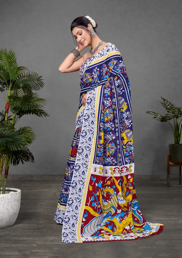Violet_Color_With_White_Shibori_Print_Pure_Soft_Cotton_Saree_With_Blouse_Piece