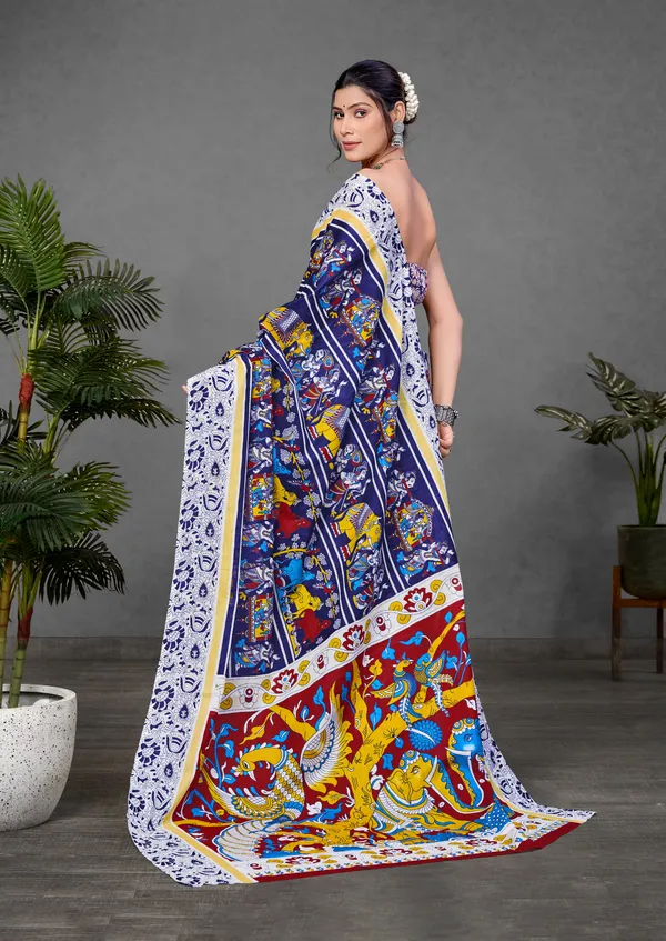 Violet_Color_With_White_Shibori_Print_Pure_Soft_Cotton_Saree_With_Blouse_Piece
