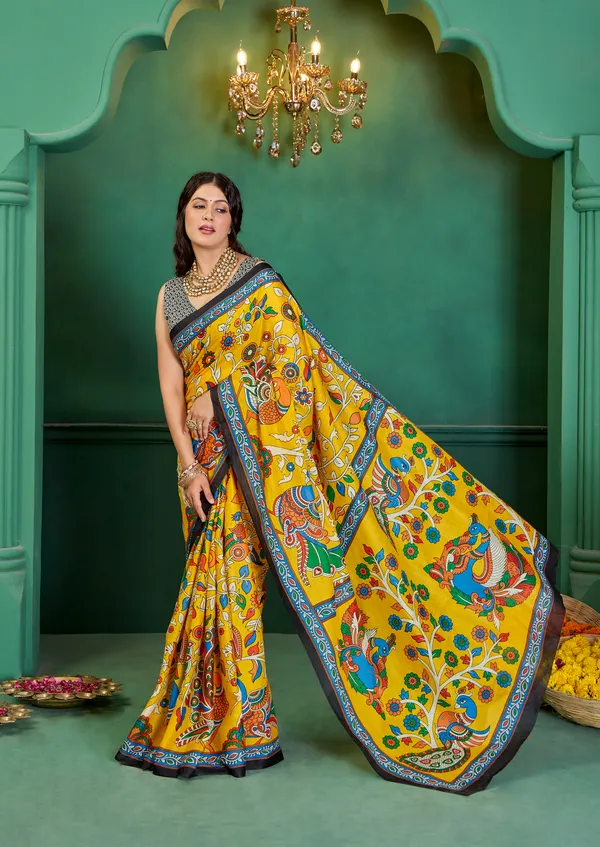 Beautiful_Handicraft_Pure_Soft_MulMulcotton_Meenakari_Hand_Print_Saree_With_Blouse_Piece
