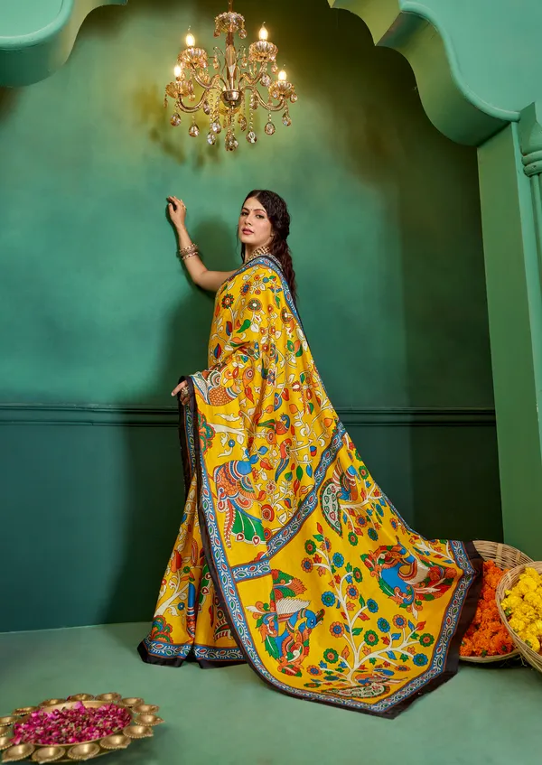 Beautiful_Handicraft_Pure_Soft_MulMulcotton_Meenakari_Hand_Print_Saree_With_Blouse_Piece