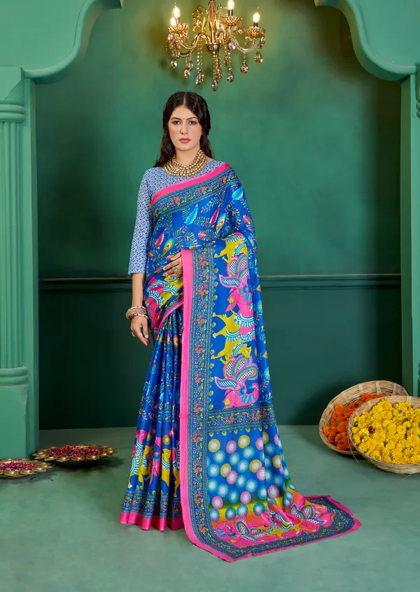 Beautiful_Handicraft_Pure_Soft_MulMul_Cotton_Meenakari_Hand_Print_Saree_With_Blouse_Piece