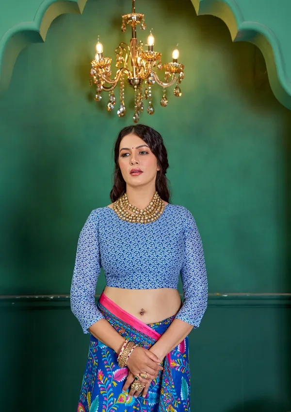 Beautiful_Handicraft_Pure_Soft_MulMul_Cotton_Meenakari_Hand_Print_Saree_With_Blouse_Piece