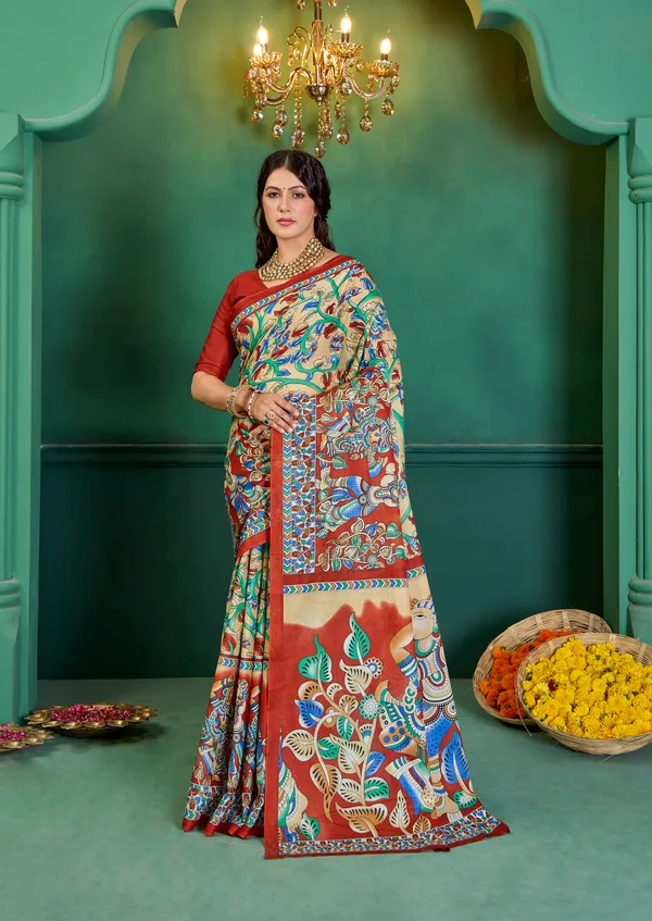 Beautiful_Handicraft_Pure_Soft_MulMul_Cotton_Meenakari_Hand_Print_Saree_With_Blouse_Piece