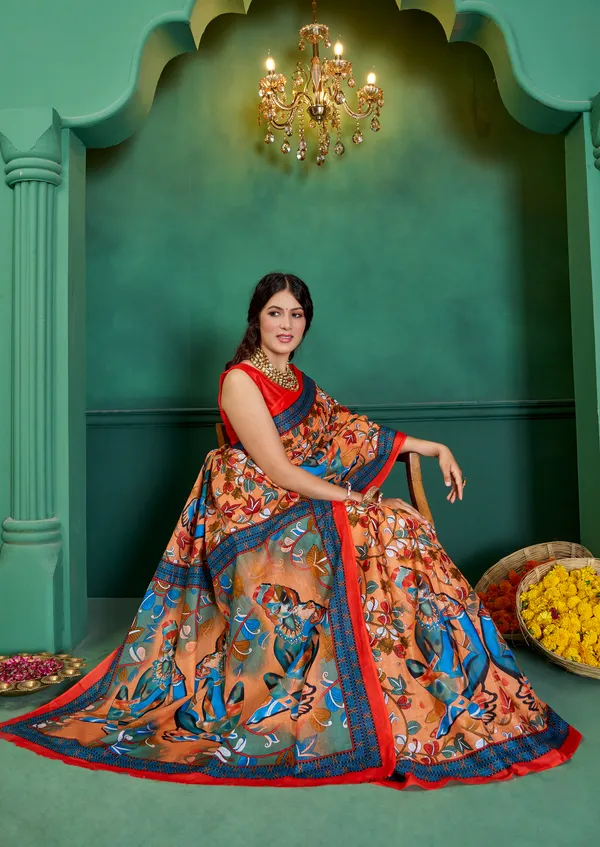Beautiful_Handicraft_Pure_Soft_MulMul_Cotton_Meenakari_Hand_Print_Saree_With_Blouse_Piece