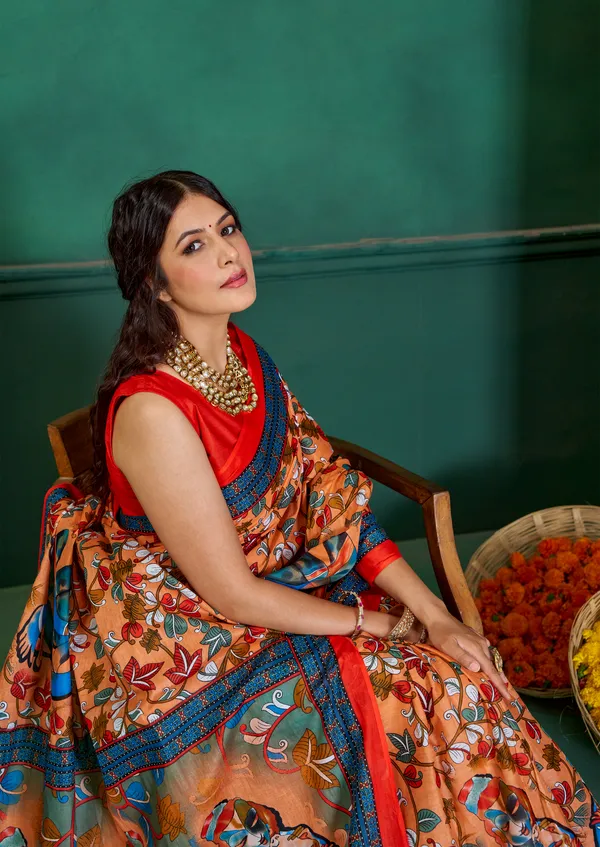 Beautiful_Handicraft_Pure_Soft_MulMul_Cotton_Meenakari_Hand_Print_Saree_With_Blouse_Piece