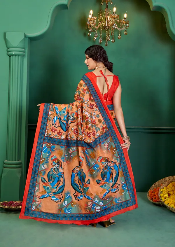 Beautiful_Handicraft_Pure_Soft_MulMul_Cotton_Meenakari_Hand_Print_Saree_With_Blouse_Piece