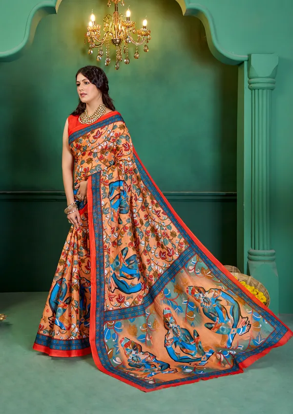 Beautiful_Handicraft_Pure_Soft_MulMul_Cotton_Meenakari_Hand_Print_Saree_With_Blouse_Piece