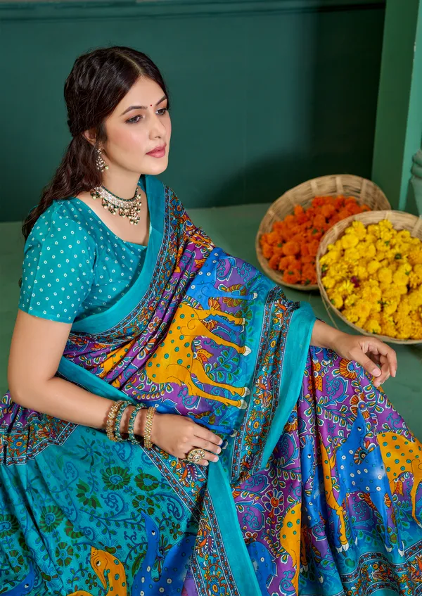 Beautiful_Handicraft_Pure_Soft_MulMul_Cotton_Meenakari_Hand_Print_Saree_With_Blouse_Piece