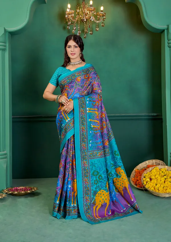 Beautiful_Handicraft_Pure_Soft_MulMul_Cotton_Meenakari_Hand_Print_Saree_With_Blouse_Piece