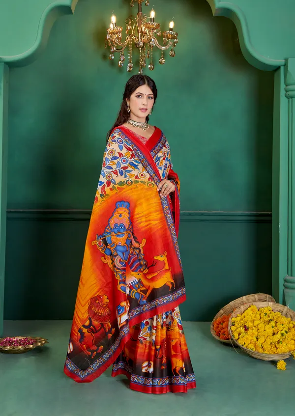Beautiful_Handicraft_Pure_Soft_MulMul_Cotton_Meenakari_Hand_Print_Saree_With_Blouse_Piece