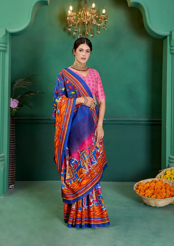 Beautiful_Handicraft_Pure_Soft_MulMul_Cotton_Meenakari_Hand_Print_Saree_With_Blouse_Piece