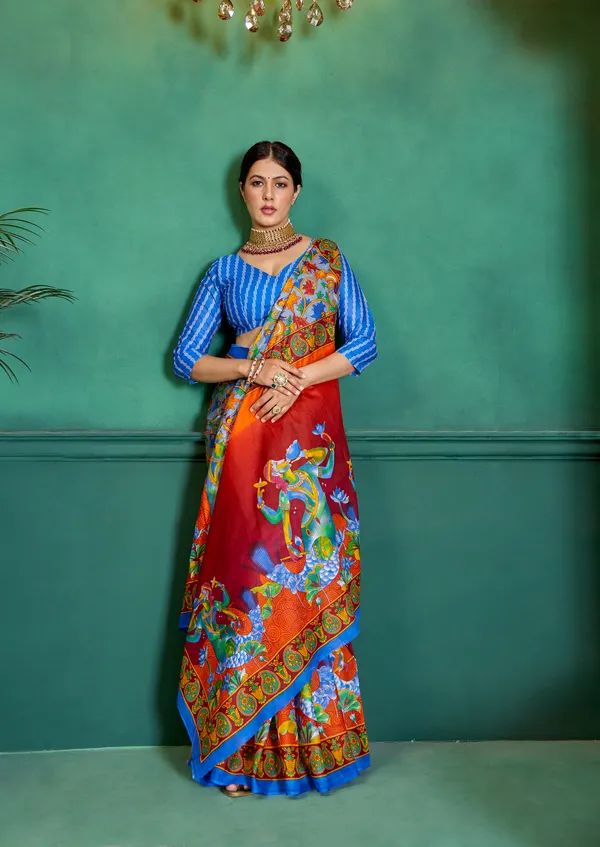 Beautiful_Handicraft_Pure_Soft_MulMul_Cotton_Meenakari_Hand_Print_Saree_With_Blouce_Piece