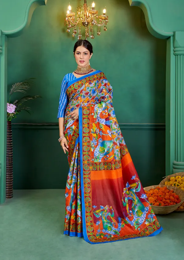 Beautiful_Handicraft_Pure_Soft_MulMul_Cotton_Meenakari_Hand_Print_Saree_With_Blouce_Piece