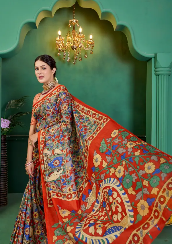 Beautiful_Handicraft_Pure_Soft_MulMul_Cotton_Meenakari_Hand_Print_Saree_With_Blouce_Piece