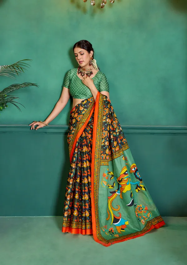 Beautiful_Handicraft_Pure_Soft_MulMul_Cotton_Meenakari_Hand_Print_Saree_With_Blouse_Piece