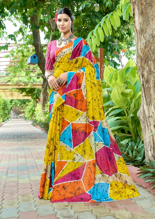 Beautiful_Handicraft_Pure_Soft_MulMul_Cotton_Meenakari_Hand_Print_Saree_With_Blouse_Piece