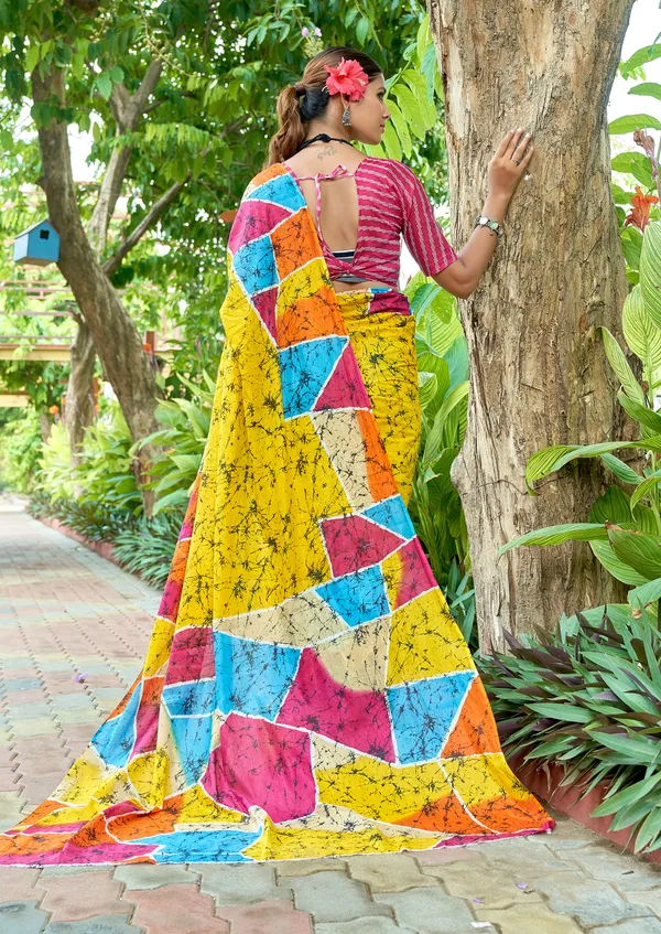 Beautiful_Handicraft_Pure_Soft_MulMul_Cotton_Meenakari_Hand_Print_Saree_With_Blouse_Piece