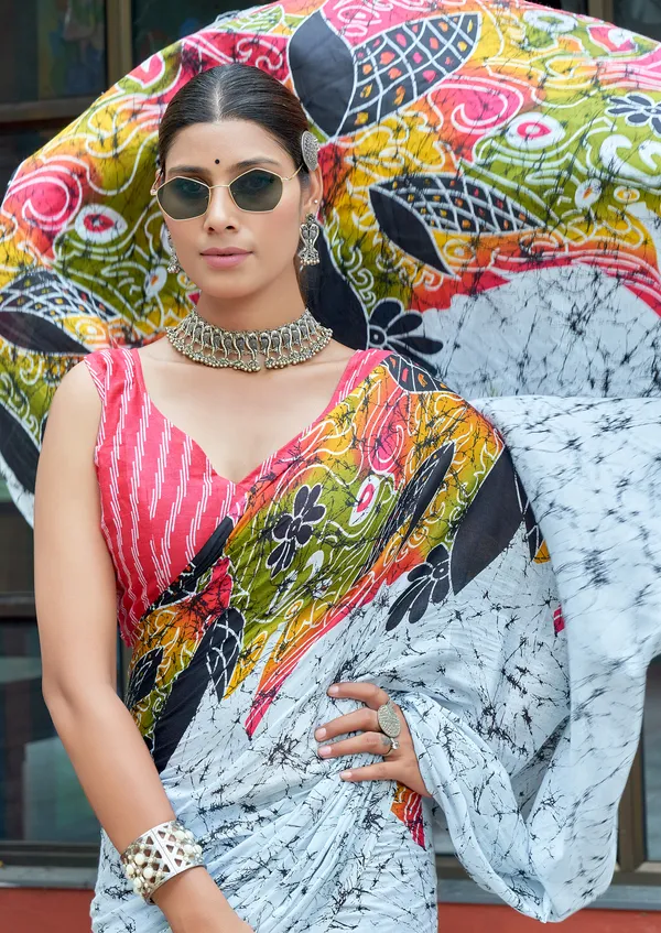 Beautiful_Handicraft_Pure_Soft_MulMul_Cotton_Meenakari_Hand_Print_Saree_With_Blouse_Piece