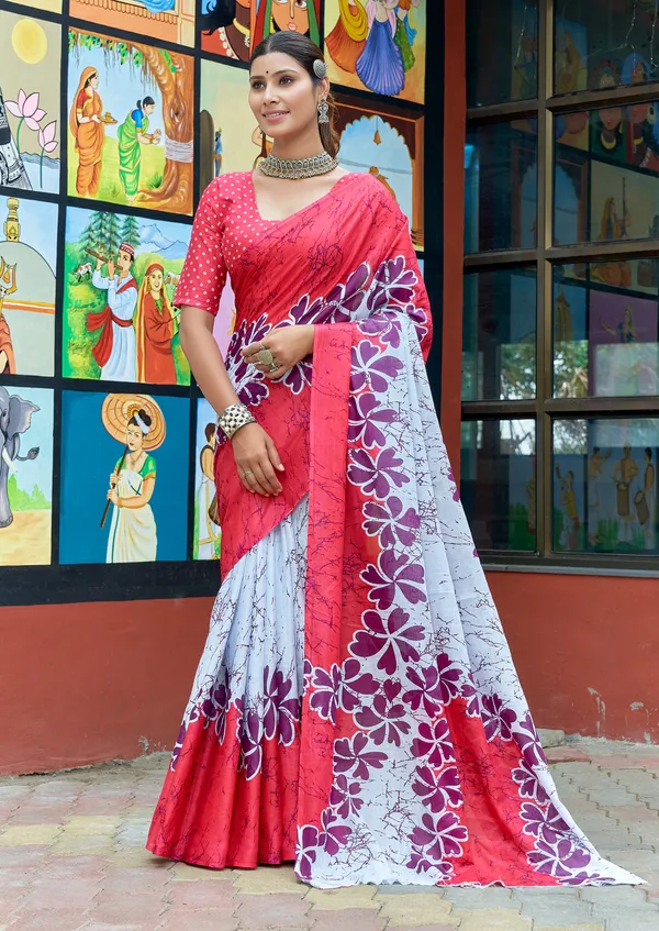 Beautiful_Handicraft_Pure_Soft_MulMul_Cotton_Meenakari_Hand_Print_Saree_With_Blouse_Piece