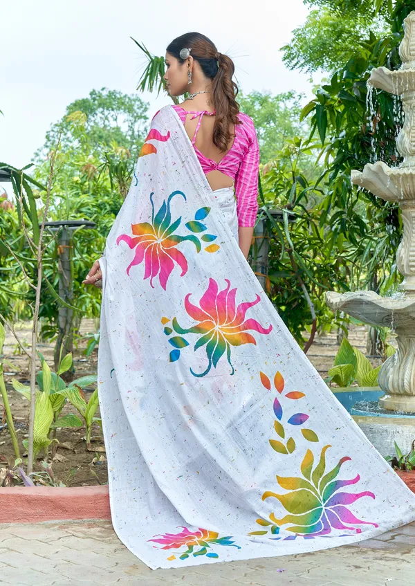 Beautiful_Handicraft_Pure_Soft_MulMul_Cotton_Meenakari_Hand_Print_Saree_With_Blouse_Piece