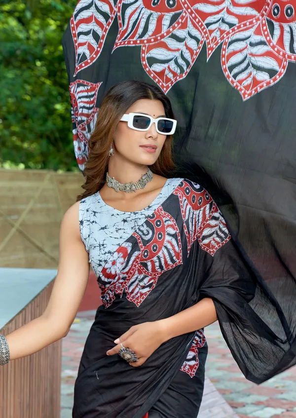 Beautiful_Handicraft_Pure_Soft_MulMul_Cotton_Meenakari_Hand_Print_Saree_With_Blouse_Piece