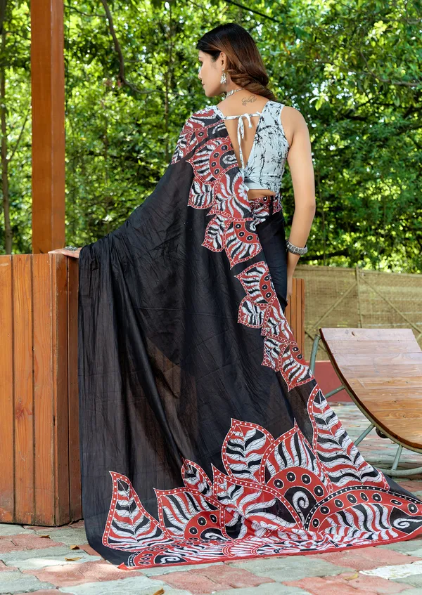 Beautiful_Handicraft_Pure_Soft_MulMul_Cotton_Meenakari_Hand_Print_Saree_With_Blouse_Piece